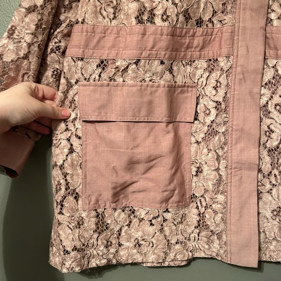 NWT Lane Bryant Sz 18/20 Petite Dusty Rose Lace Jacket Button-up Jacket Blouse! - Picture 4 of 16